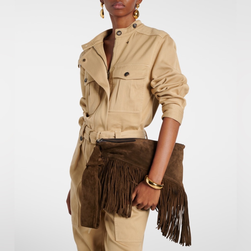ISABEL MARANT Faro fringed suede clutch